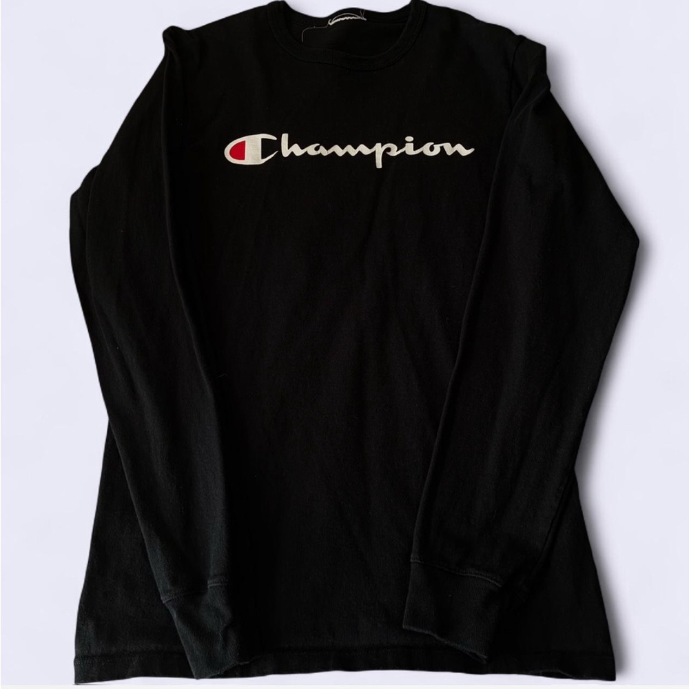 Champion Black Long Sleeve Tee with Logo